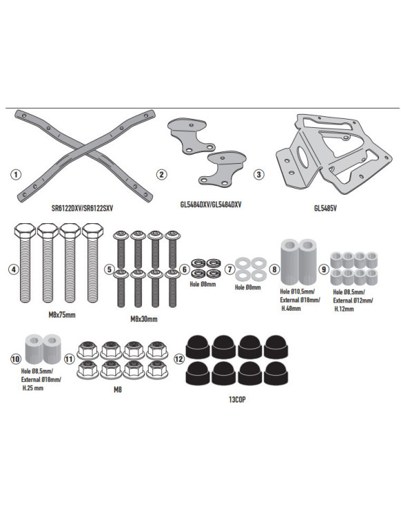 Givi SR6122 Attachment Kit for Monokey/Monolock Top Box, Kymco AK 550 Premium - 1