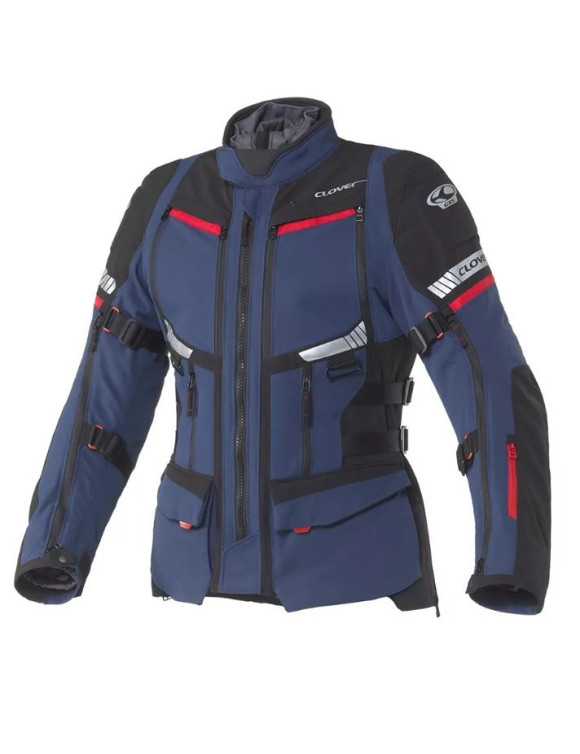 Veste de moto Clover GTS-5 WP Lady Touring Bleu/Noir/Rouge pour Femme 17004-NAV/N - 1