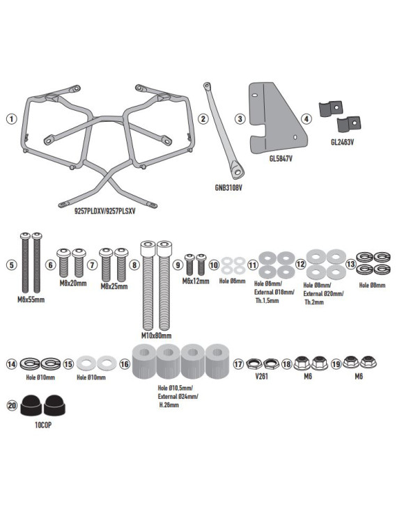 Givi PL9257 Kit de soportes para maletas Monokey, VOGE VALICO 525 DSX - 1 Givi PL9257 Kit de soportes para maletas Monokey, VOGE VALICO 525 DSX - 1