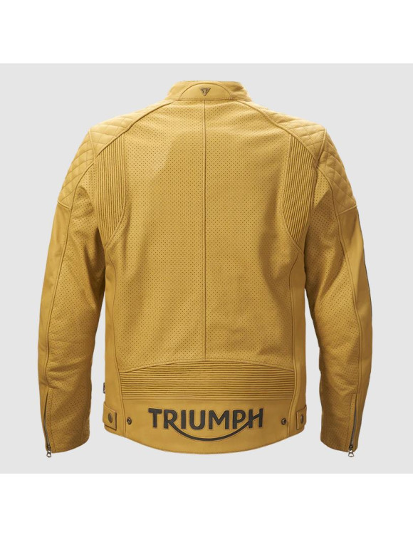 Original Triumph Braddan Air Race Gold Herren-Leder-Motorradjacke MLES24006 - 2