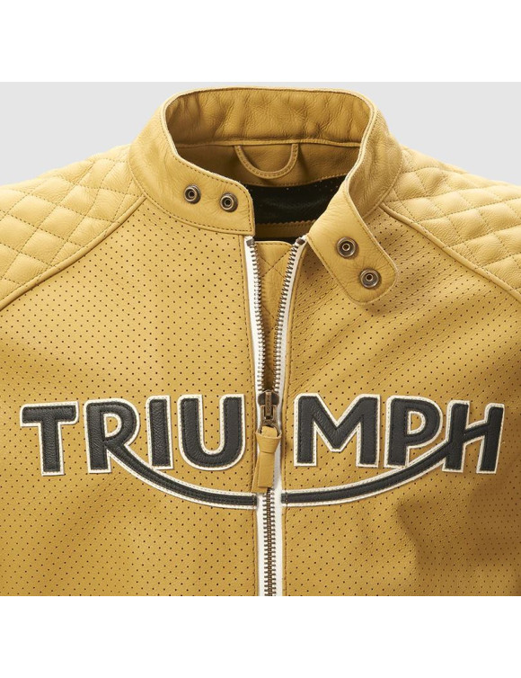 Original Triumph Braddan Air Race Gold Herren-Leder-Motorradjacke MLES24006 - 3