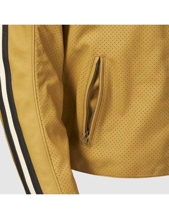 Original Triumph Braddan Air Race Gold Herren-Leder-Motorradjacke MLES24006 - 4