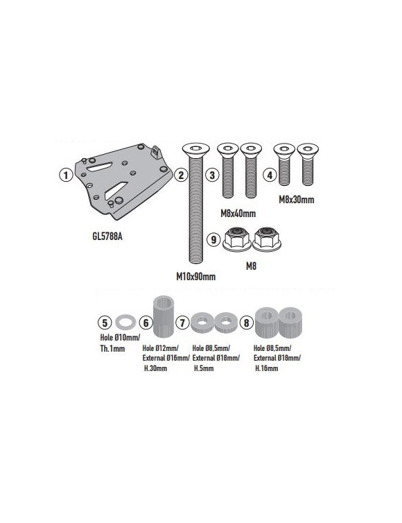 Givi SRA9650 Kit de fixation pour top case Monokey, KOVE 510 - 1