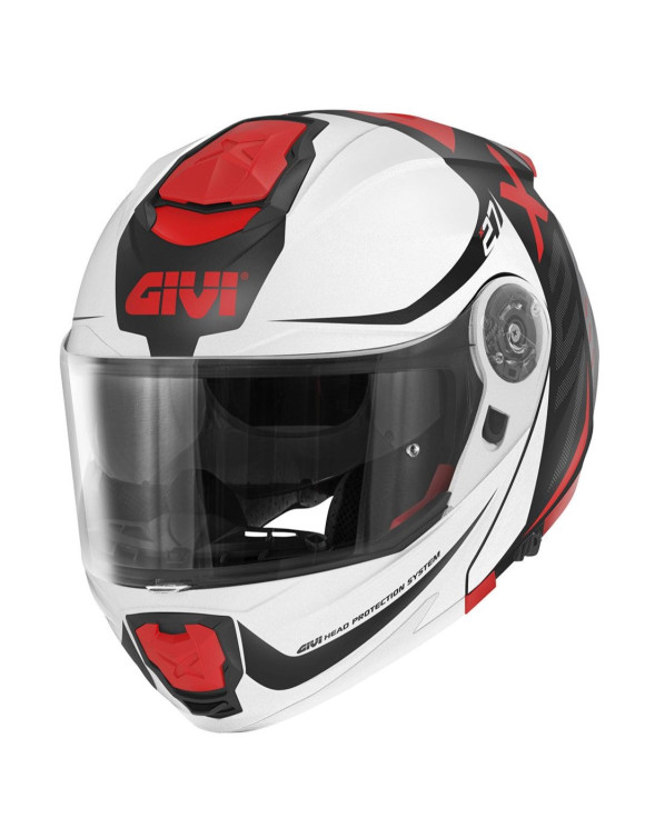 Casco de moto modular GIVI X27 Dimension Negro/Blanco/Rojo Mate HX27FDMWR - 1