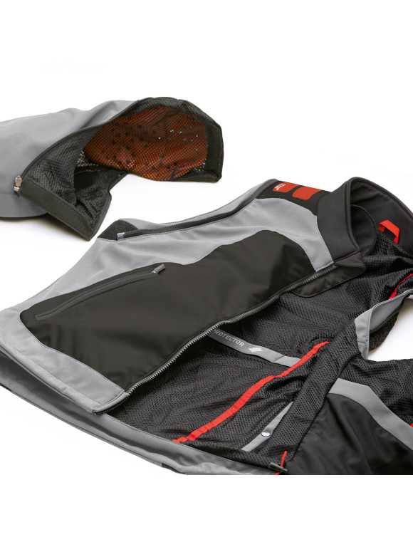 Chaqueta de moto T.ur J-Three Arm Link Summer Hombre Gris/Rojo 1401100 - 5