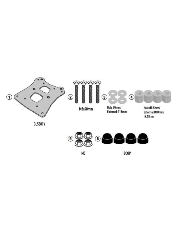 Givi SR9059 Attachment Kit for Monokey/Monolock Top Case, ROYAL ENFIELD HIMALAYAN 450 - 1
