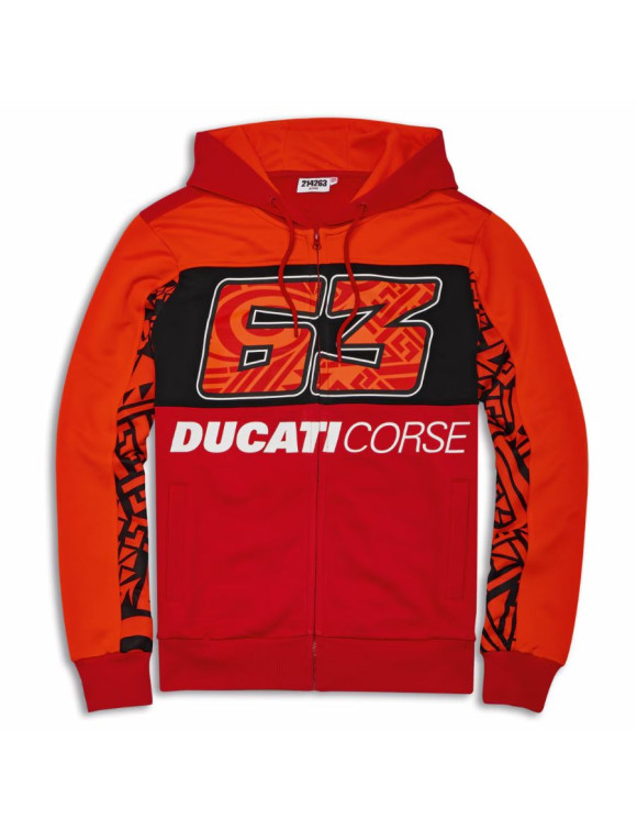 Original Ducati Dual Pecco Bagnaia 63 Red Men's Sweatshirt 98771217 - 1 Original Ducati Dual Pecco Bagnaia 63 Red Men's Sweatshirt 98771217 - 1