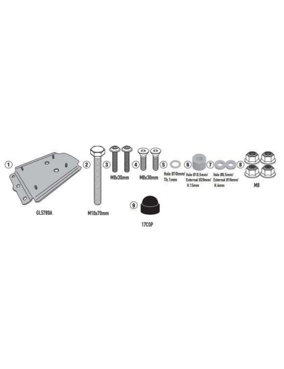 Kit Attacco Givi SR9650 per Bauletto Monokey/Monolock, KOVE 510 X - 1