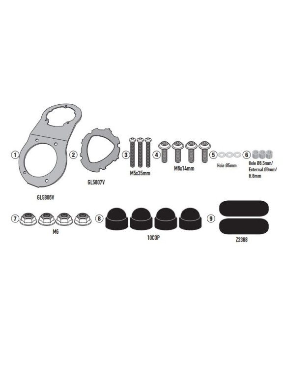 Kit Flangia Givi BF88 per Borse Serbatoio Tanklock/ED, YAMAHA TRACER 700 - 1 Kit Flangia Givi BF88 per Borse Serbatoio Tanklock/ED, YAMAHA TRACER 700 - 1