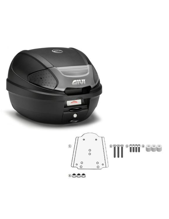 GIVI Kit Completo con Bauletto e Attacchi per Liberty 50-125-150-200 (SR5611+E300NT2B) - 1