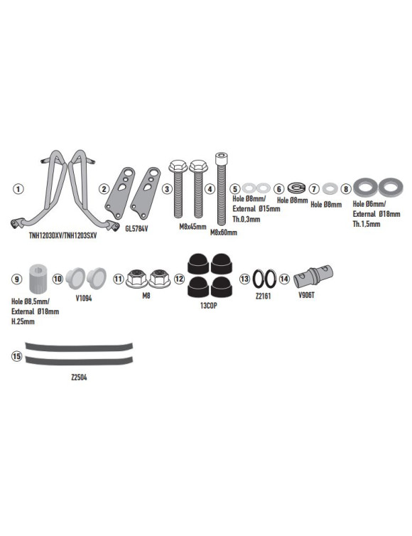 Kit de protection moteur supérieur noir, Givi TNH1203 pour HONDA NX 500 - 2