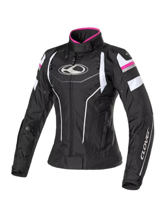Blouson moto mi-saison Clover Airblade-4 Sport Femme Blanc/Fuchsia/Noir 1766-N/FU - 1