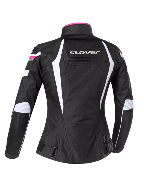 Blouson moto mi-saison Clover Airblade-4 Sport Femme Blanc/Fuchsia/Noir 1766-N/FU - 2