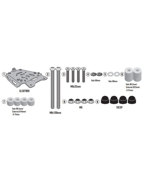 Givi SRA9260 Kit de fijación para maletas superiores Monokey, VOGE VALICO 900 DSX - 1 Givi SRA9260 Kit de fijación para maletas superiores Monokey, VOGE VALICO 900 DSX - 1