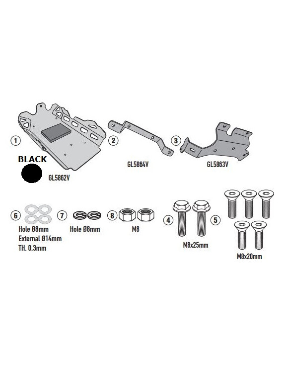 Unterbodenschutz aus satiniertem Aluminium, schwarze Farbe, Givi RP5143 – BMW R 1300 GS - 1 Unterbodenschutz aus satiniertem Aluminium, schwarze Farbe, Givi RP5143 – BMW R 1300 GS - 1