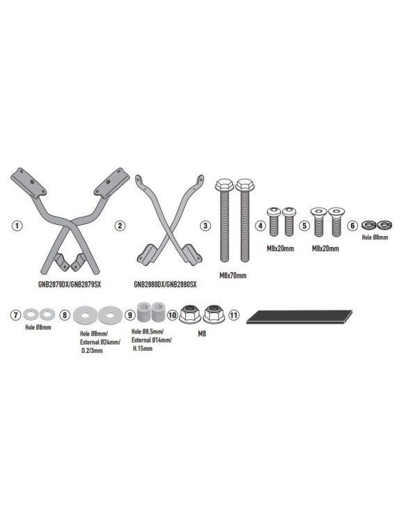 GIVI sr9221 attachment kit for Monokey/Monolock top case, Cfmoto multiterrain 650/700 MT - 1 GIVI sr9221 attachment kit for Monokey/Monolock top case, Cfmoto multiterrain 650/700 MT - 1