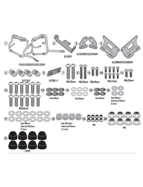 Kit de support de boîtier arrondi, Givi PLOS3125CAM pour Trekker Outback, SUZUKI V-STROM 800DE - 1