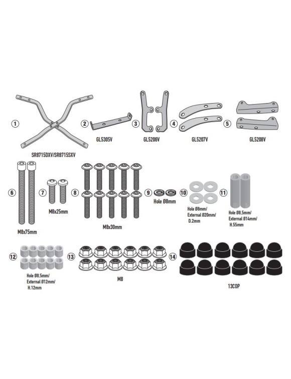 Kit soporte portaequipajes givi sr8715 para topcase Monolock, Benelli Leoncino 125 - 1 Kit soporte portaequipajes givi sr8715 para topcase Monolock, Benelli Leoncino 125 - 1