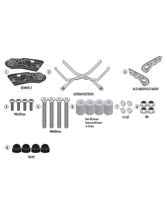 Coppia Telaietti Laterali Givi TR4131 per Borse Morbide, KAWASAKI Z 650 RS - 1 Coppia Telaietti Laterali Givi TR4131 per Borse Morbide, KAWASAKI Z 650 RS - 1