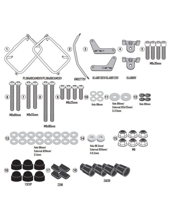 Kit support GIVI PLO8400CAM Trekker Outback Harley-Davidson Pan America - 1