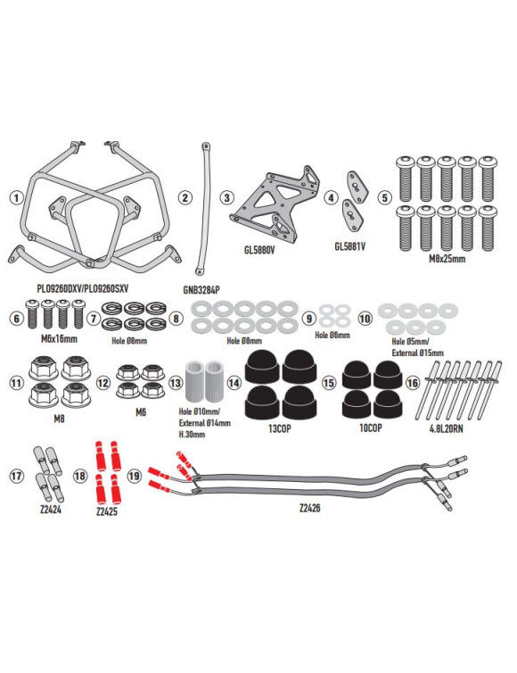 Givi PLO9260MK Kit de support de valise latérale Monokey, VOGE Valico 900 DSX - 1
