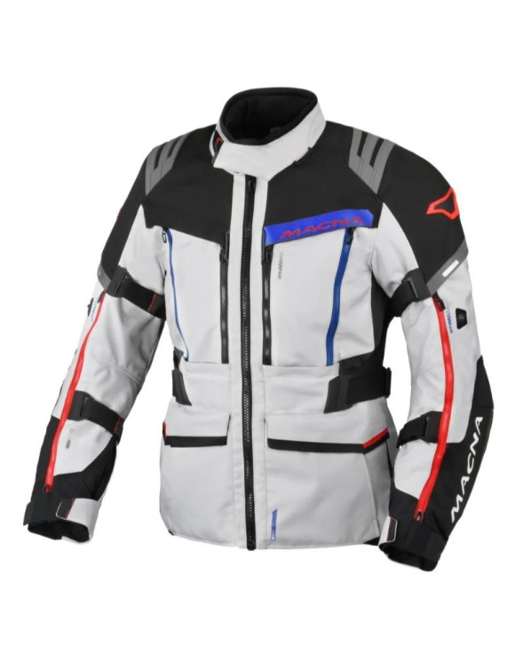 4 Season Men's Motorcycle Jacket Macna Chieftane Grey/Red/Black 1653029-235