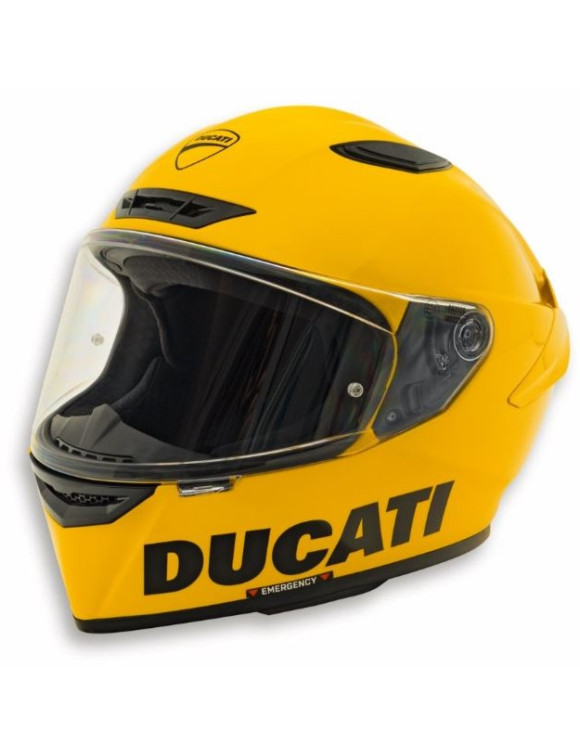 Casque de moto intégral jaune avec logo Ducati d'origine 98109200 - 1 Casque de moto intégral jaune avec logo Ducati d'origine 98109200 - 1
