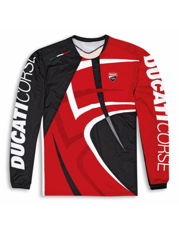 Original Ducati Corse MTB V2 Men's Long Sleeve Technical T-Shirt Black/Red 98108500 - 1