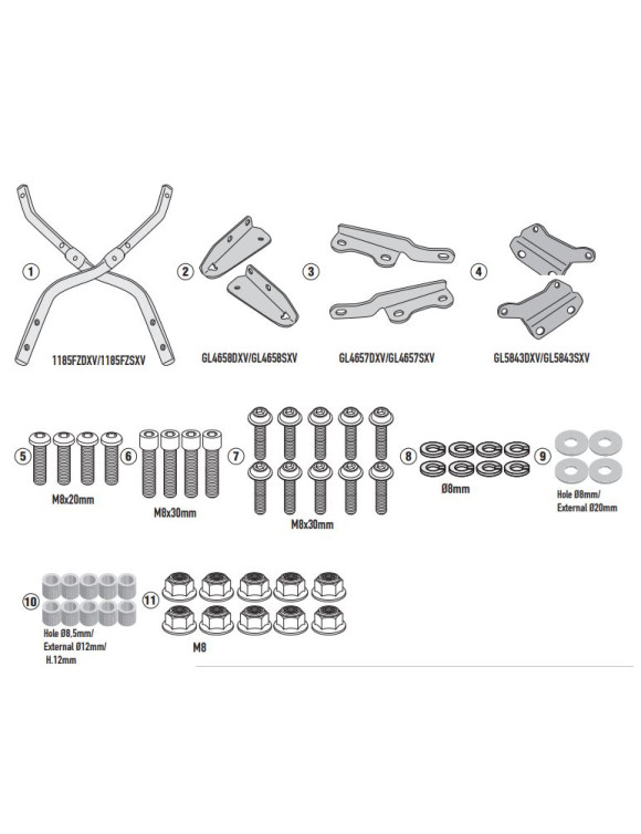 Givi SR1208 Kit de fijación para maleta superior MONOKEY, HONDA CB 650 R / CBR 650 R - 1
