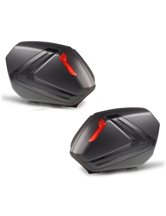 Paire de valises 37+37L avec réflecteurs rouges, côté Monokey, look carbone - Givi V37NN - 1