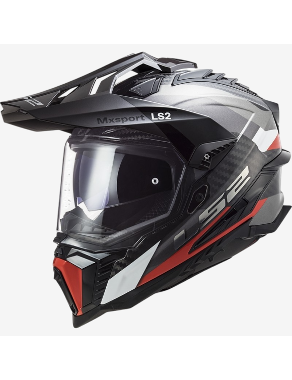 Casco integral moto carbono LS2 MX701 Explorer C Frontier Titanium Rojo - 1