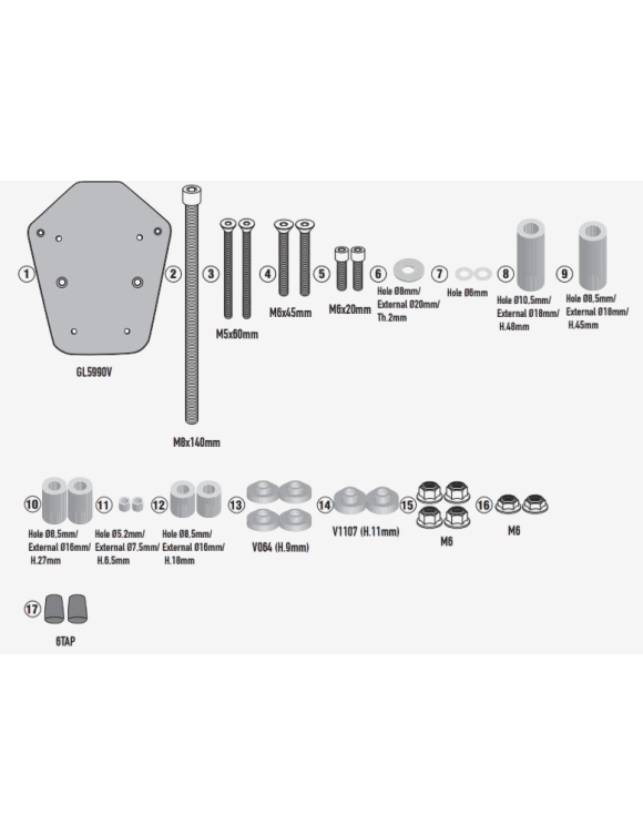 Kit de Montage Givi SR7071 pour Top Cases Monolock, SYM Jet 14 Evo 125-200 E5+ - 1