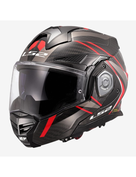 LS2 FF901 Advant-X Carbon Future II Modular Motorcycle Helmet Black/Red Glossy 569012332