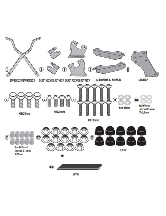 Kit de Montaje Givi SR2169 para Baúl Monokey/Monolock, YAMAHA MT-09 - 1 Kit de Montaje Givi SR2169 para Baúl Monokey/Monolock, YAMAHA MT-09 - 1