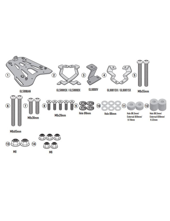 Kit de Fijación con Placa de Aluminio Negra, Givi SRA5146 para Baúles Monokey, BMW R 1300 GS Adventure - 2