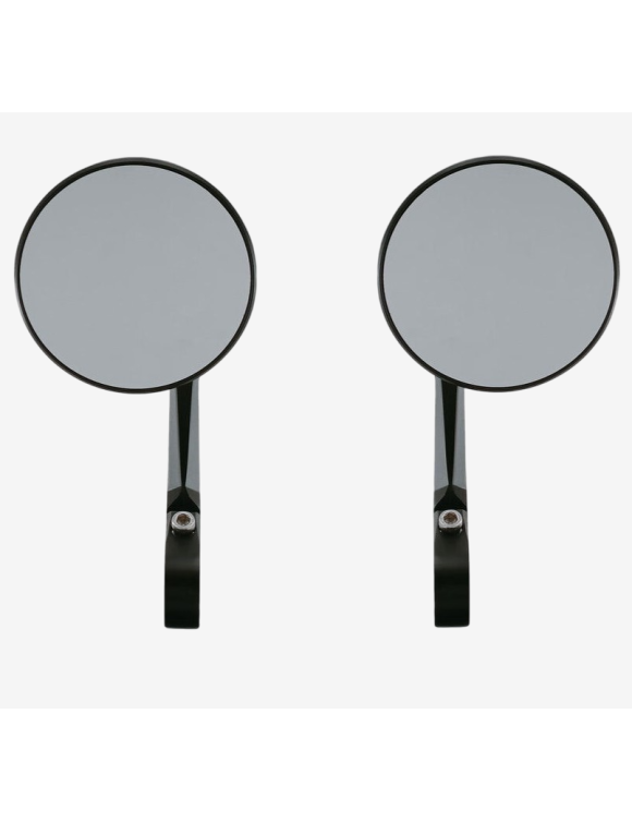 Pair of Round Mirrors in Aluminum-Carbon (Bar-End Fix) for Motorcycles, Universal - Lightech SPEAL037 - 1