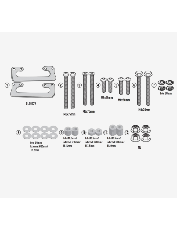 Givi 9053KIT Adaptation Kit for SR9053 Luggage Rack on Royal Enfield Meteor 350 from MY23 - 1