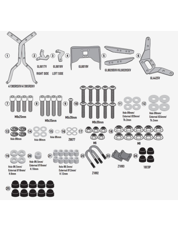 Givi SR4136 Kit de Fixation pour Top Cases Monokey/Monolock, KAWASAKI Z 500 (2024) - 1 Givi SR4136 Kit de Fixation pour Top Cases Monokey/Monolock, KAWASAKI Z 500 (2024) - 1