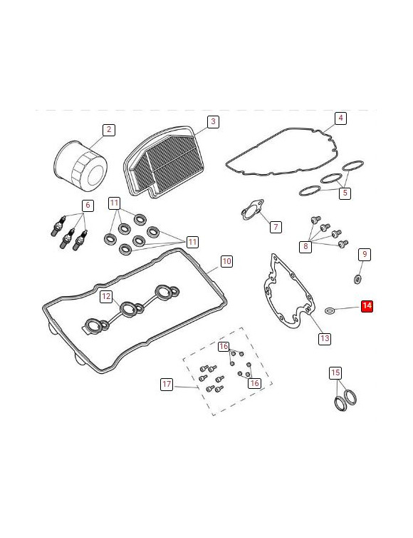 Kit Tagliando, Triumph T3990217, per Speed Triple 1200 RR/RS - 5 Kit Tagliando, Triumph T3990217, per Speed Triple 1200 RR/RS - 5