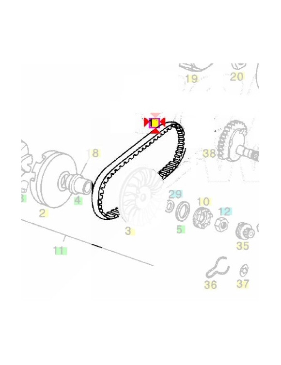 Originaler Variatorriemen, Derbi Atlantis 50 / Predator 50 - 00G02605371 - 1