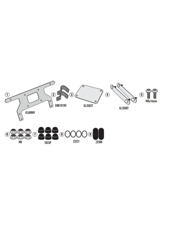 Kit de montage, Givi TL2165KIT pour Yamaha Ténéré 700 - 1 Kit de montage, Givi TL2165KIT pour Yamaha Ténéré 700 - 1