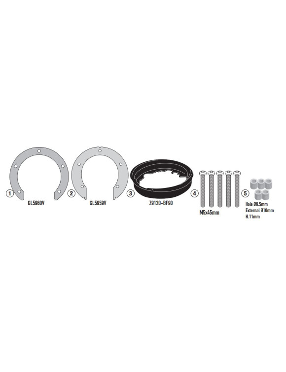 Givi BF90 Flange Kit for Tanklock/ED Tank Bags, YAMAHA MT-09 - 1 Givi BF90 Flange Kit for Tanklock/ED Tank Bags, YAMAHA MT-09 - 1