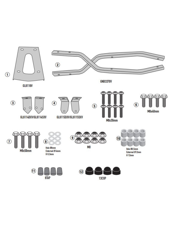 Givi SR8104 Fitting Kit for Monolock Top Case, PEUGEOT Django Evo 125 - 1