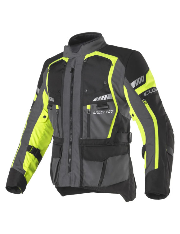Clover Men's Adventure Motorcycle Jacket Rally-PRO WP Black/Yellow 17007-N/G - 1