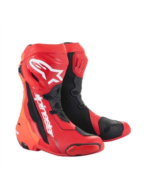 Bottes de moto Alpinestars Supertech R - Rouge vif/Rouge fluo 22200213029 - 1