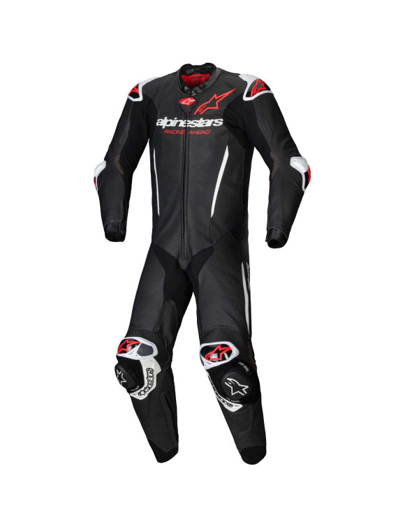 Alpinestars GP Leather Motorcycle Suit - R7 - 1 Piece - Black/White/Fluo Red 31501251231 - 1 Alpinestars GP Leather Motorcycle Suit - R7 - 1 Piece - Black/White/Fluo Red 31501251231 - 1