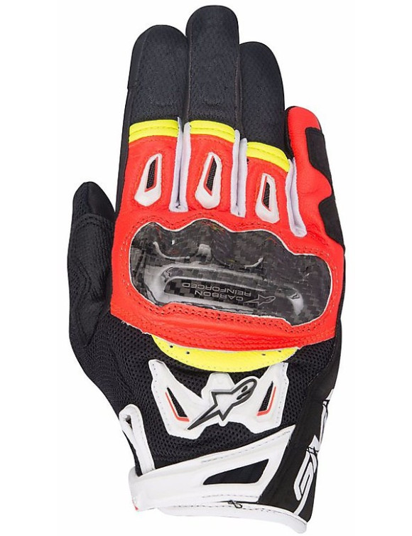 Guanti Moto Alpinestars SMX-2 Air Carbon V2 - Nero/Rosso fluo/Bianco/Giallo fluo 35677171325 - 1