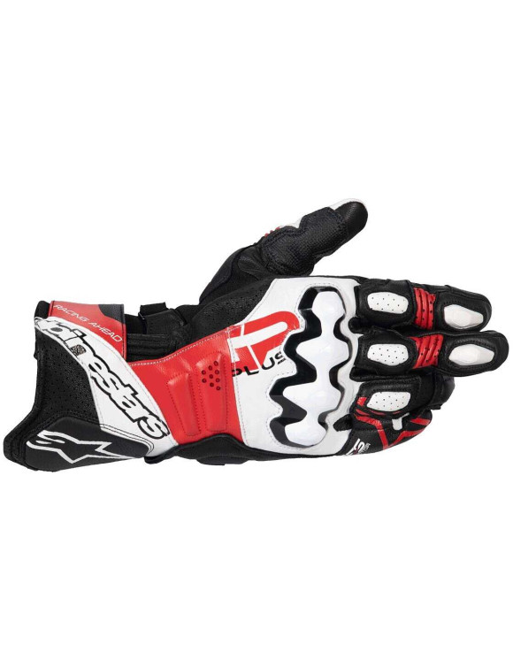 Guanti Moto Alpinestars In Pelle GP Plus R V3 - Nero/Bianco/Rosso brillante 35508251304 - 1