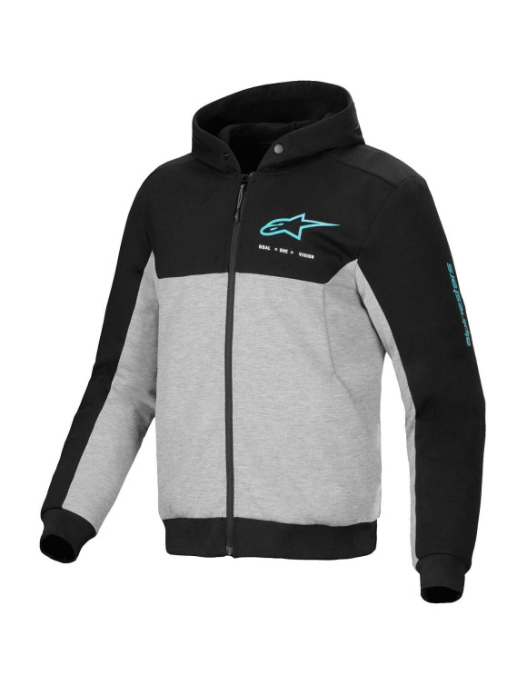Sudadera con capucha deportiva Alpinestars Chrome V2 - Negro/Gris melange/Turquesa 42003251475 - 1