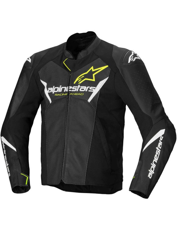 Giacca Moto Alpinestars In Pelle Faster V3 Airflow - Nero/Bianco/Giallo fluo 3103625125 - 1 Giacca Moto Alpinestars In Pelle Faster V3 Airflow - Nero/Bianco/Giallo fluo 3103625125 - 1
